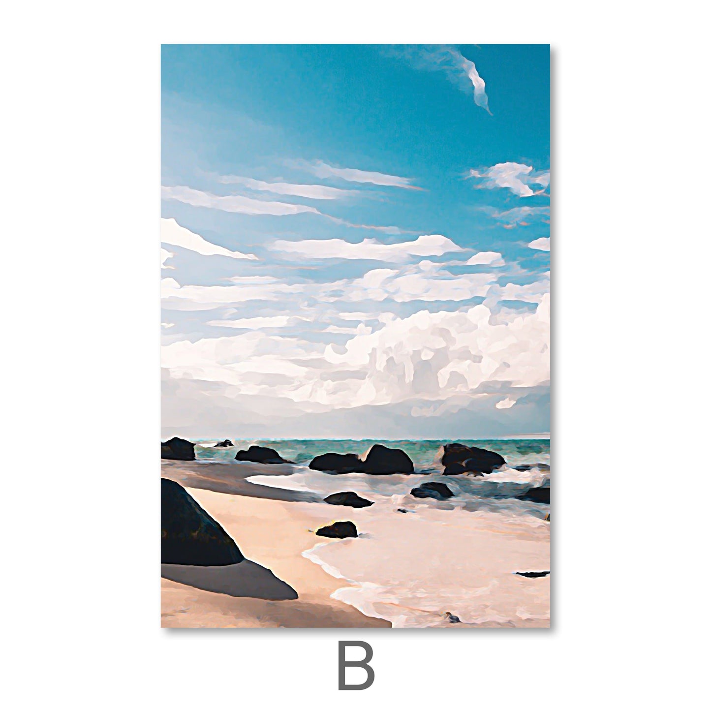 Tropical Paradise Beach Oil Painting - Serene Coastal Landscape Art for Home Decor