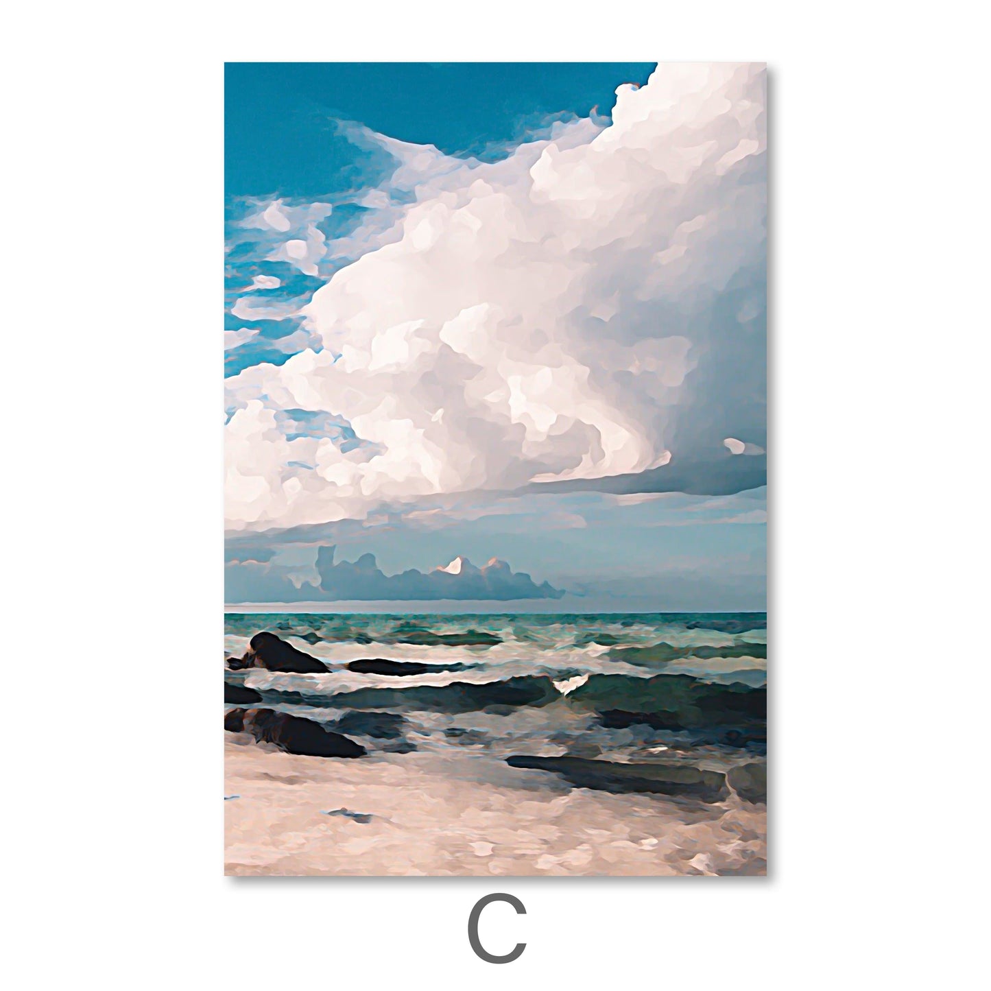 Tropical Paradise Beach Oil Painting - Serene Coastal Landscape Art for Home Decor