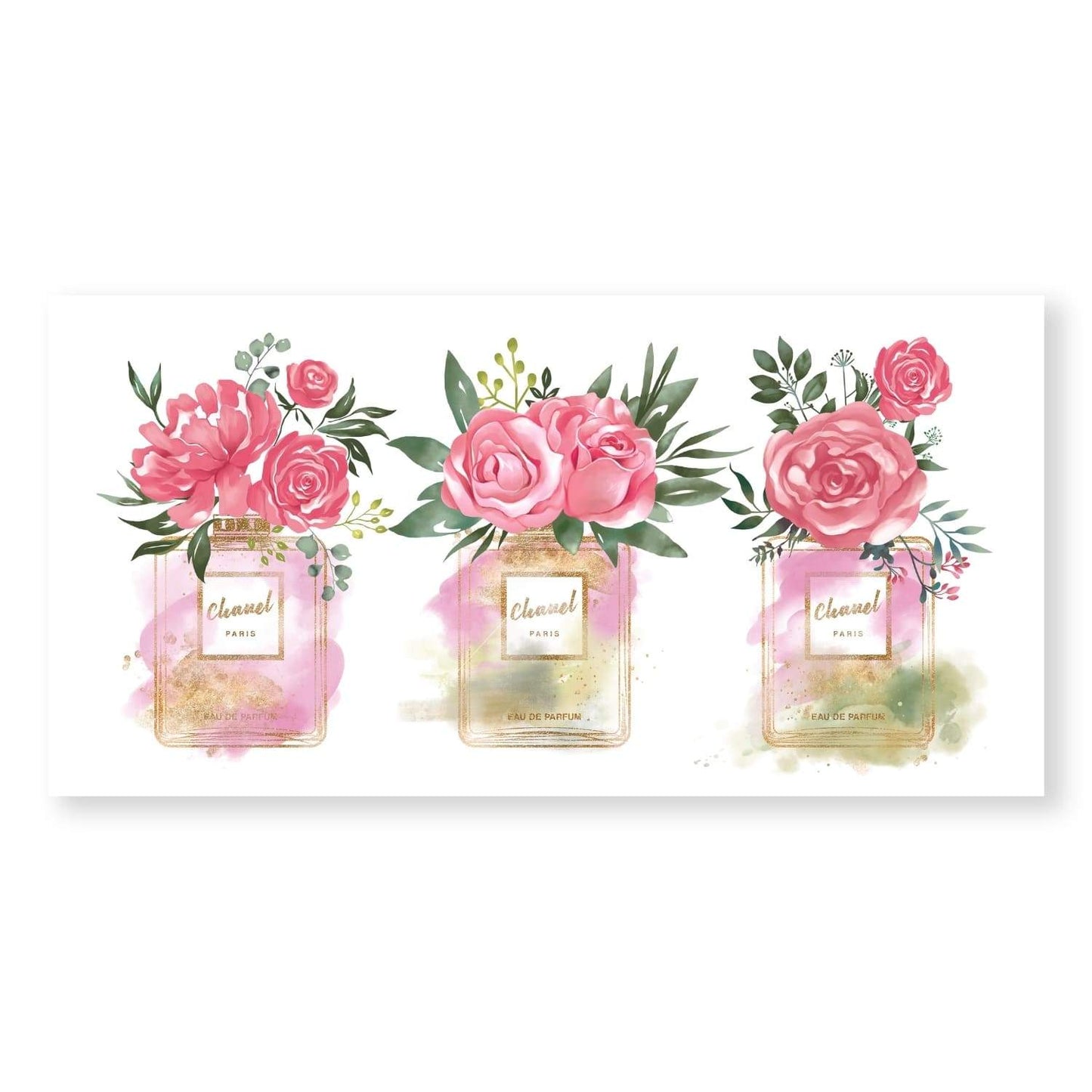 Chic Floral Perfume Bottles Art for Elegant Home Decor