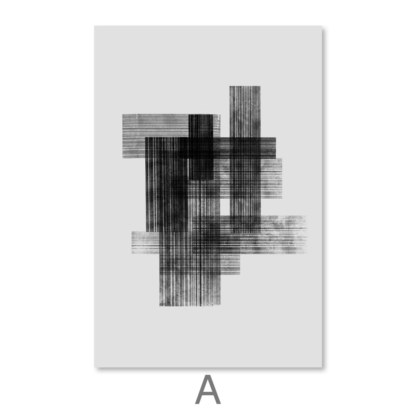 Abstract Black and White Lines Oil Painting for Modern Home Decor