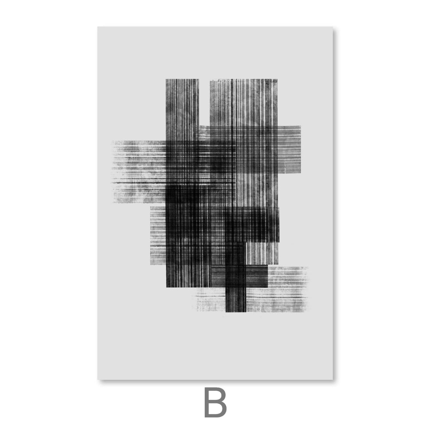 Abstract Black and White Lines Oil Painting for Modern Home Decor