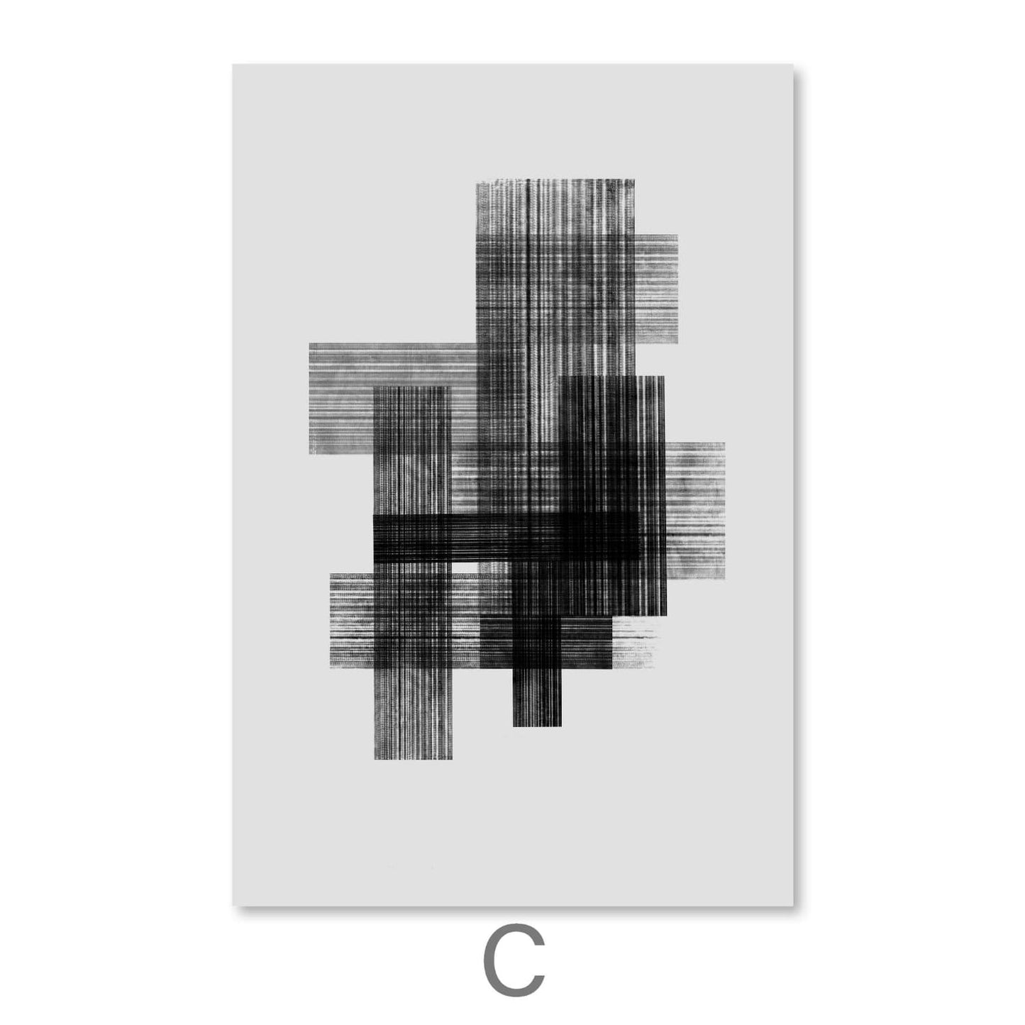 Abstract Black and White Lines Oil Painting for Modern Home Decor