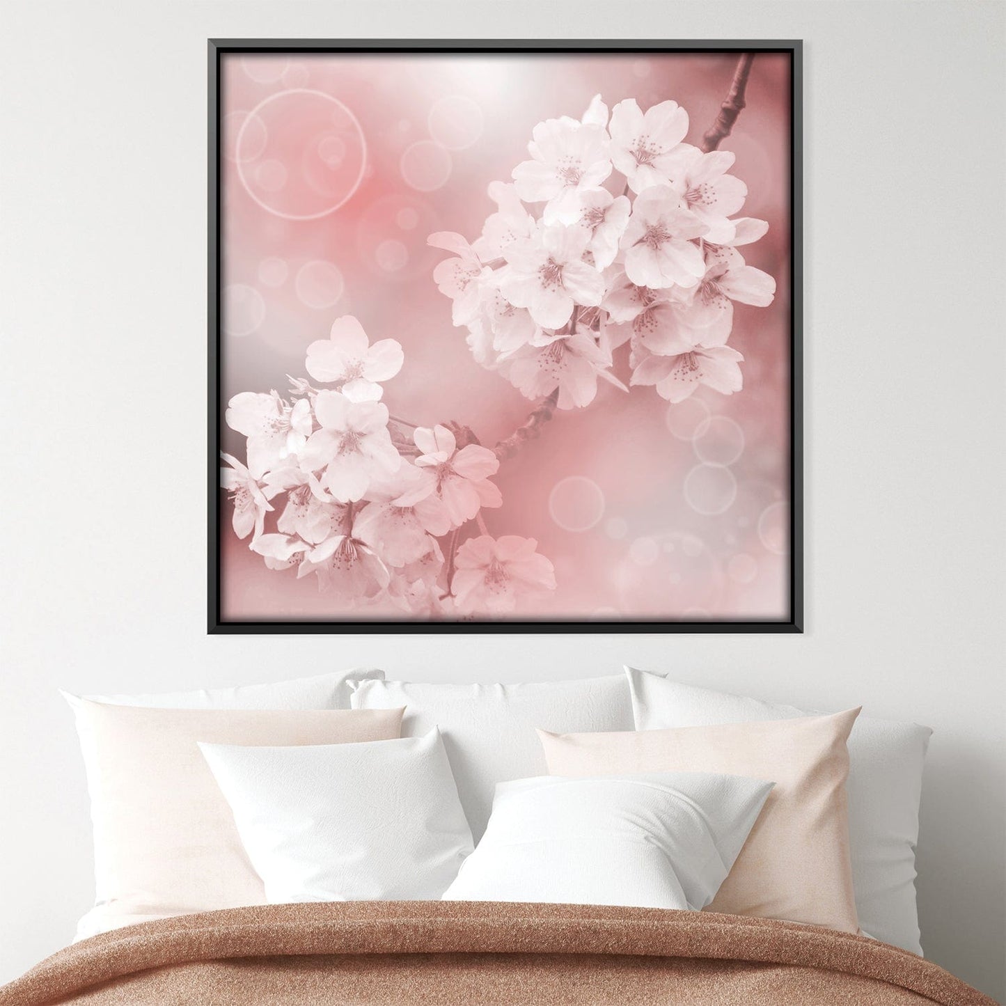 Blossoming Harmony - Soft Pink Floral Oil Painting for Tranquil Home Decor