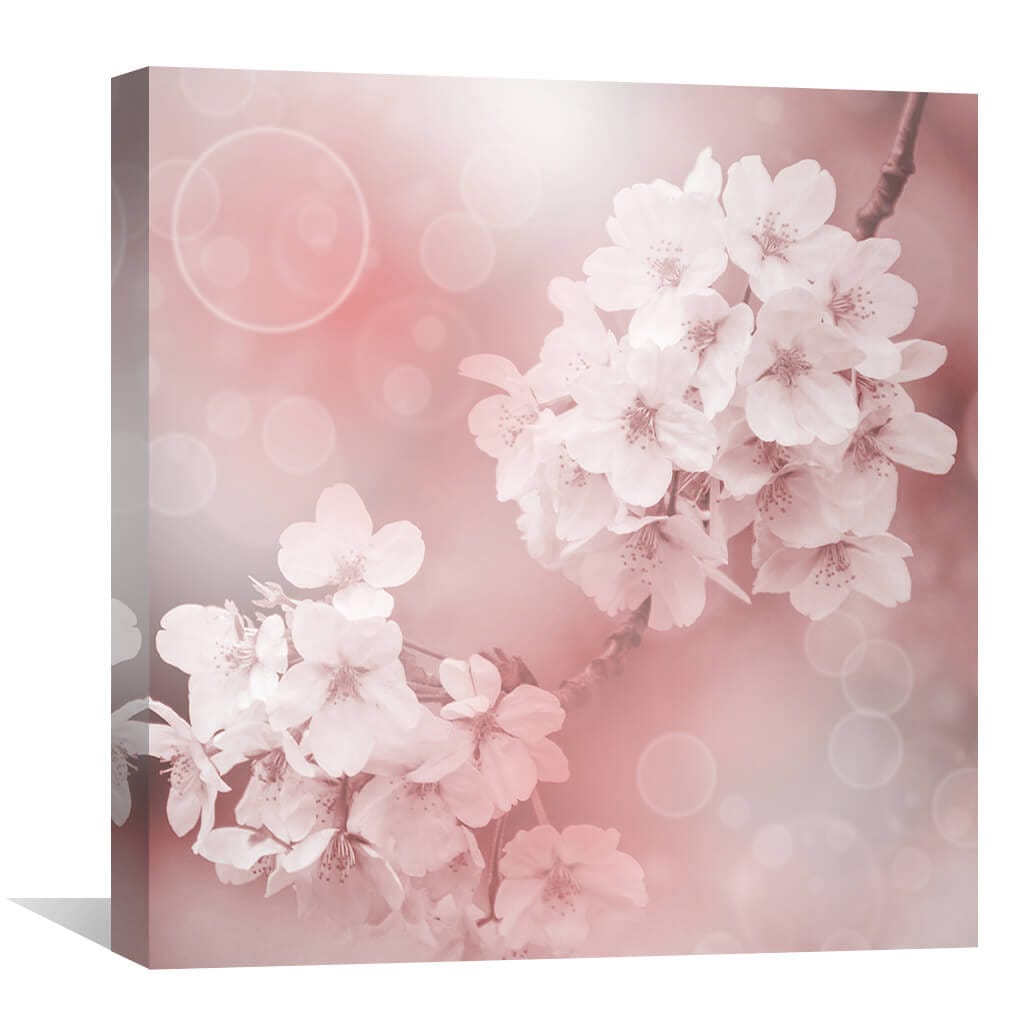Blossoming Harmony - Soft Pink Floral Oil Painting for Tranquil Home Decor
