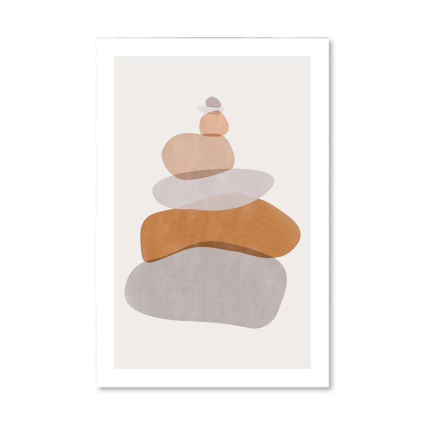 Minimalist Pebble Stack Oil Painting for Modern Home Decor