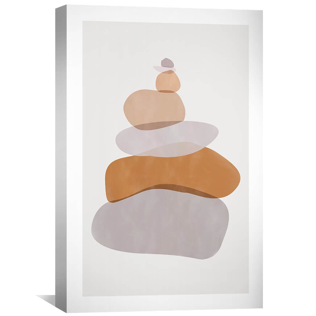 Minimalist Pebble Stack Oil Painting for Modern Home Decor