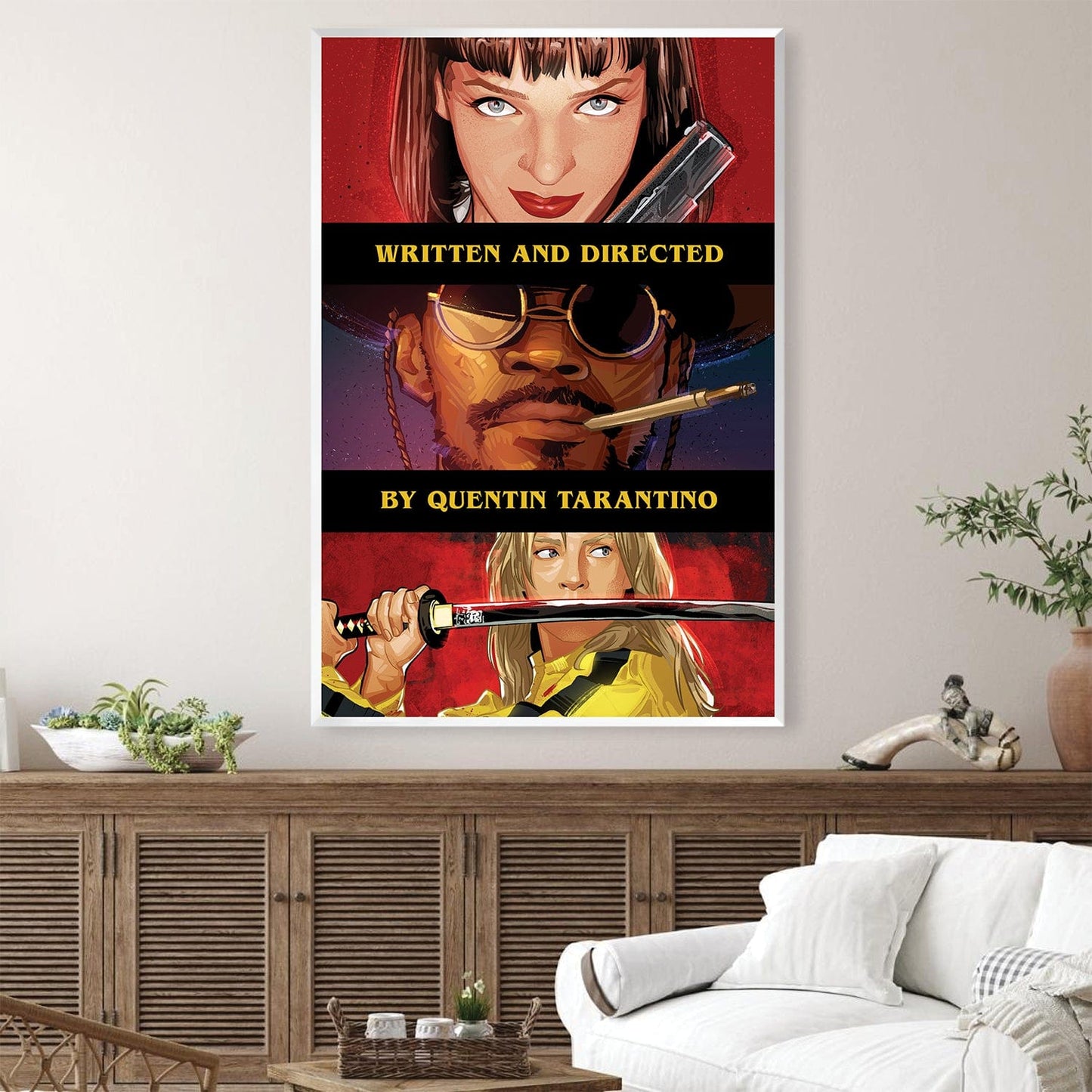 Quentin Tarantino Inspired Oil Painting - Iconic Character Collage Art