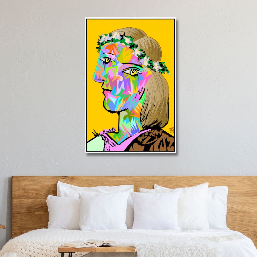 Colorful Abstract Woman Portrait in Pop Art Style - Vibrant Oil Painting Decor