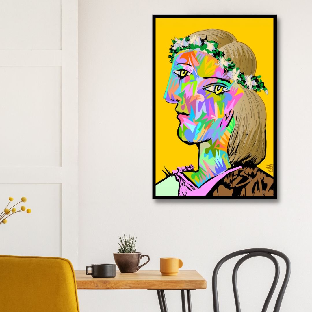 Colorful Abstract Woman Portrait in Pop Art Style - Vibrant Oil Painting Decor
