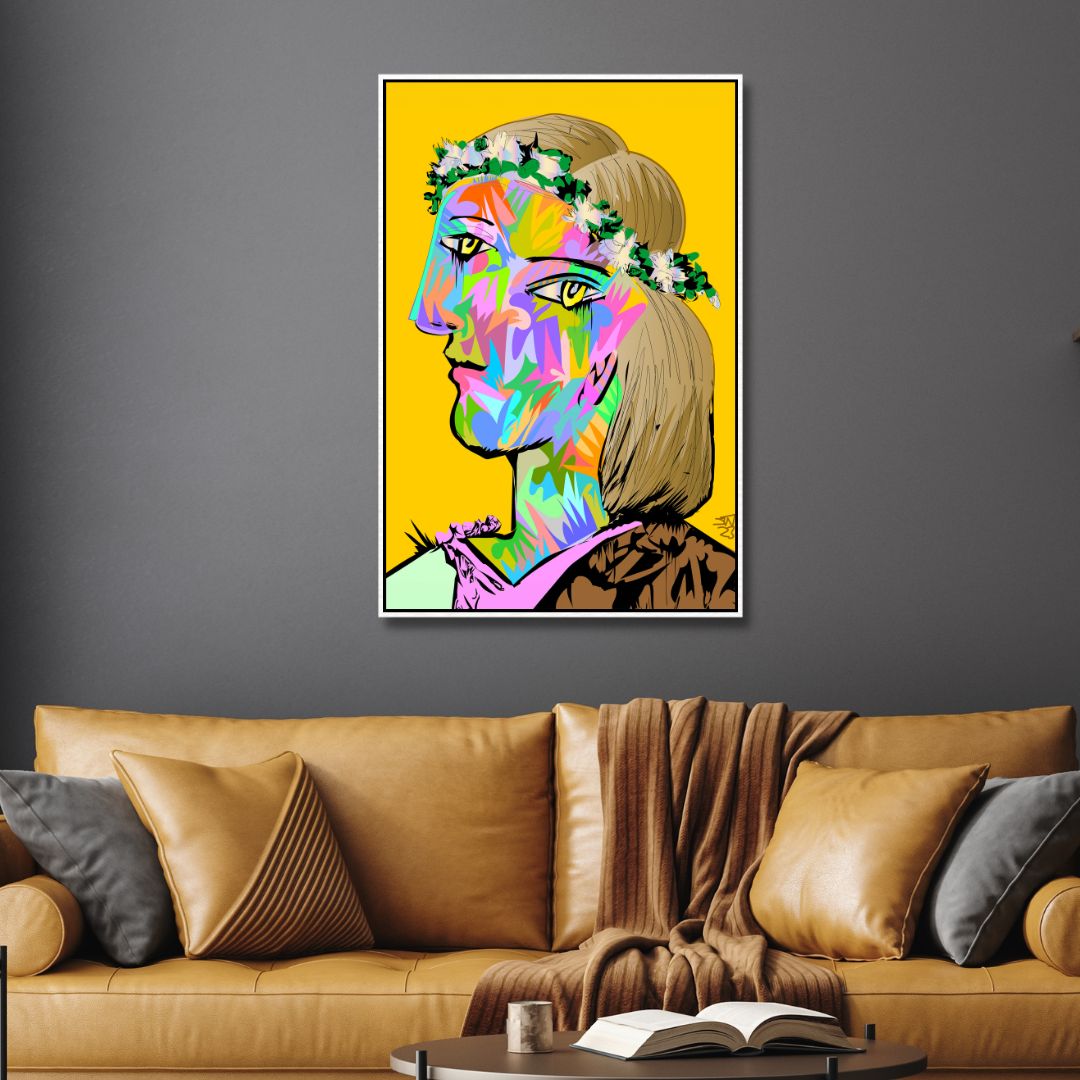 Colorful Abstract Woman Portrait in Pop Art Style - Vibrant Oil Painting Decor
