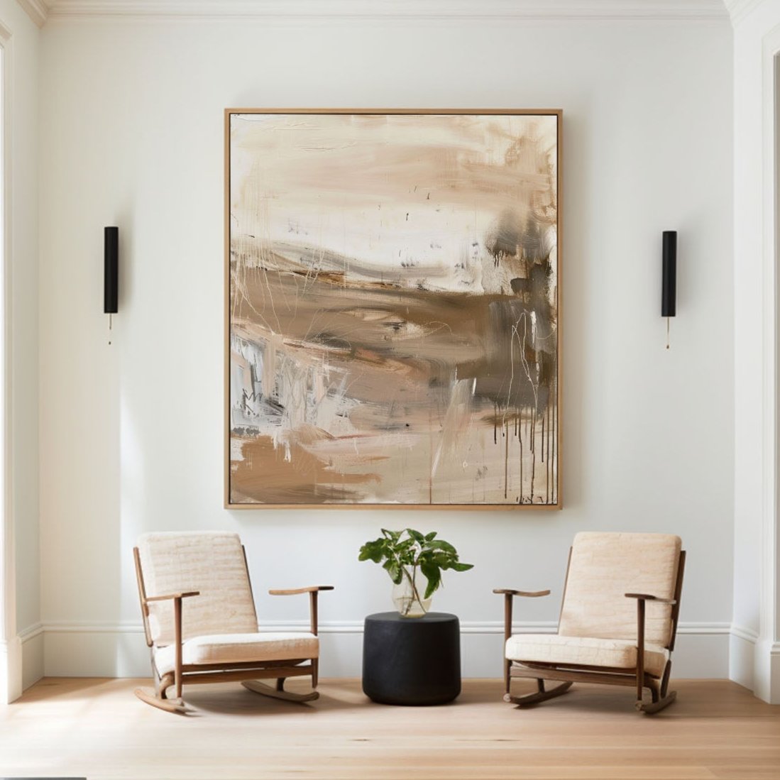 Contemporary Abstract Oil Painting in Warm Earth Tones for Modern Decor