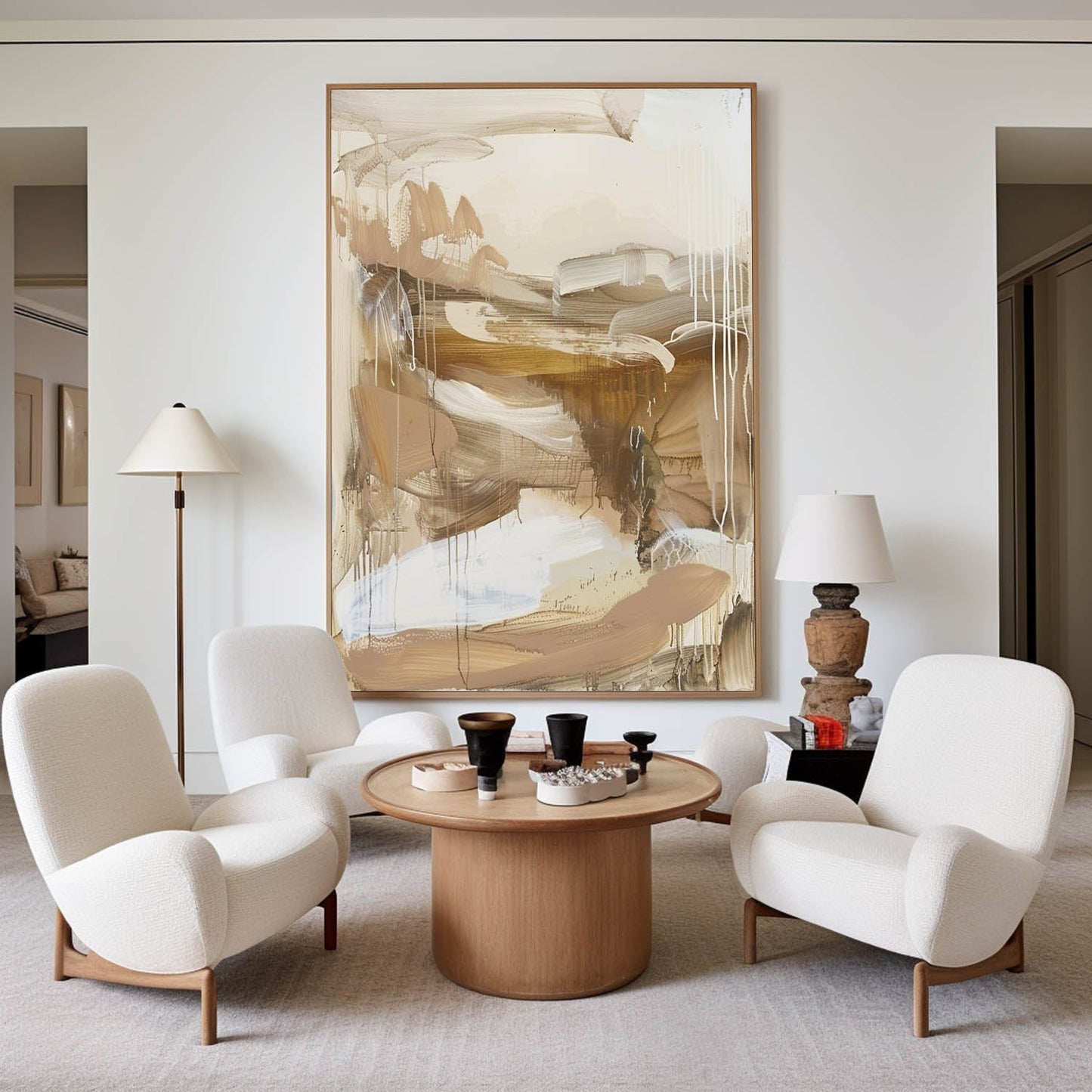Contemporary Earth Tones Abstract Oil Painting for Modern Home Decor