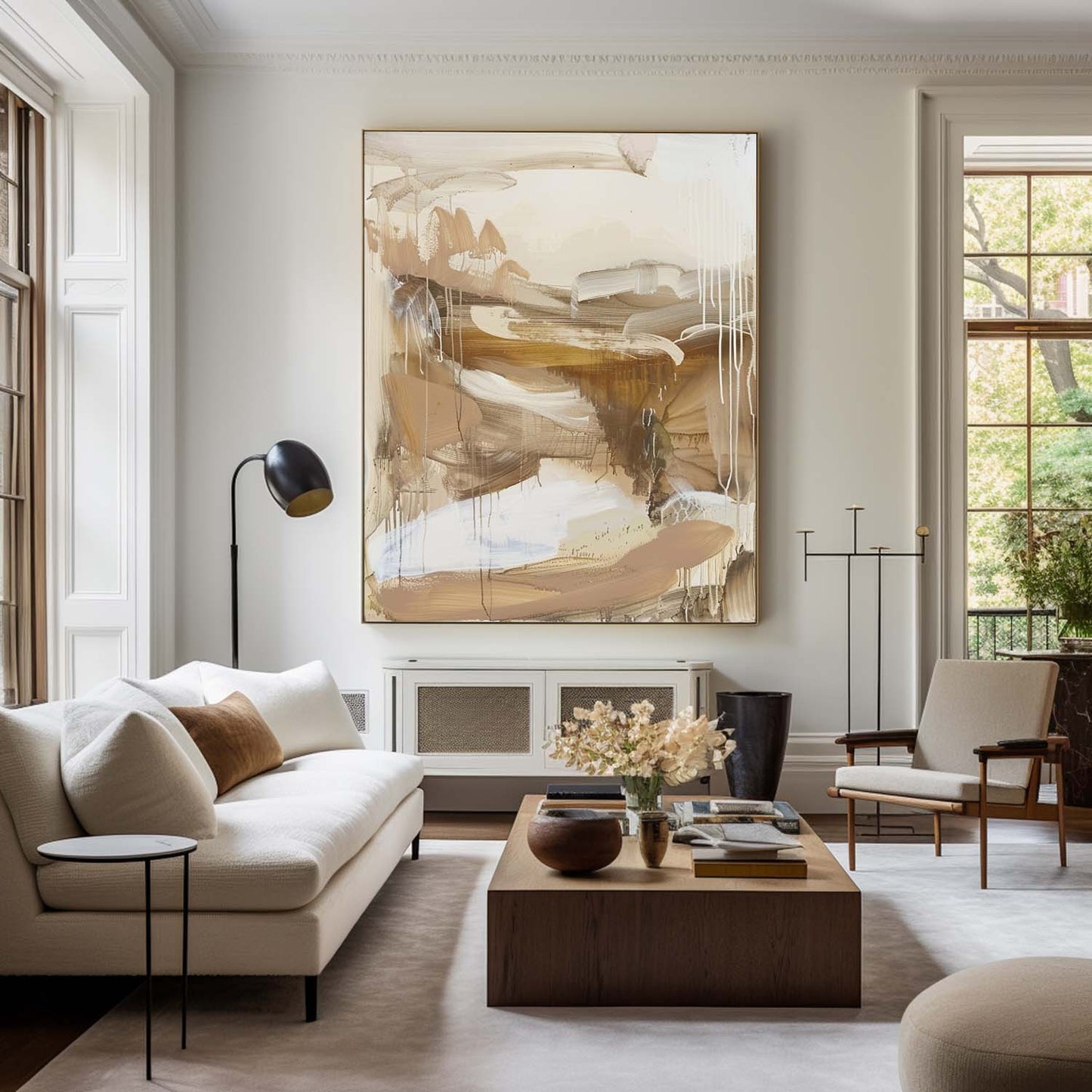 Contemporary Earth Tones Abstract Oil Painting for Modern Home Decor