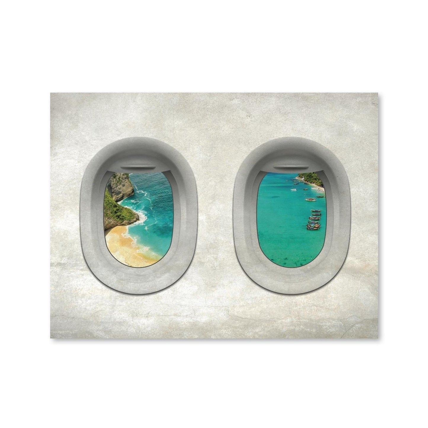 Bali Ocean View Oil Painting - Scenic Airplane Window Artwork