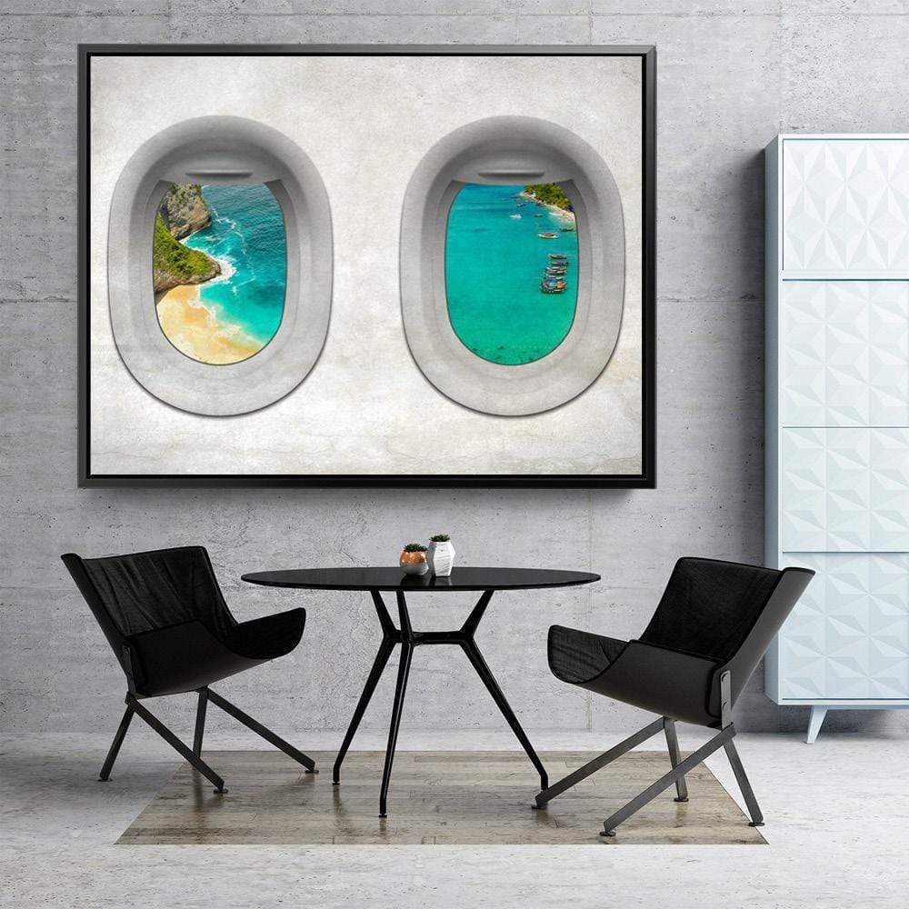 Bali Ocean View Oil Painting - Scenic Airplane Window Artwork