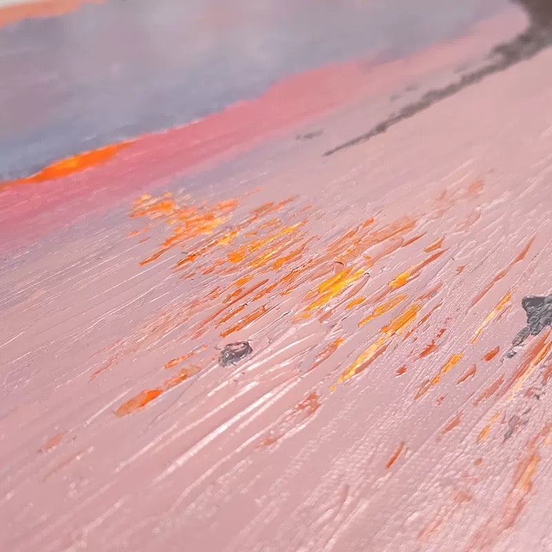 Pink Skies Abstract Landscape Dusk til Dawn Oil Painting