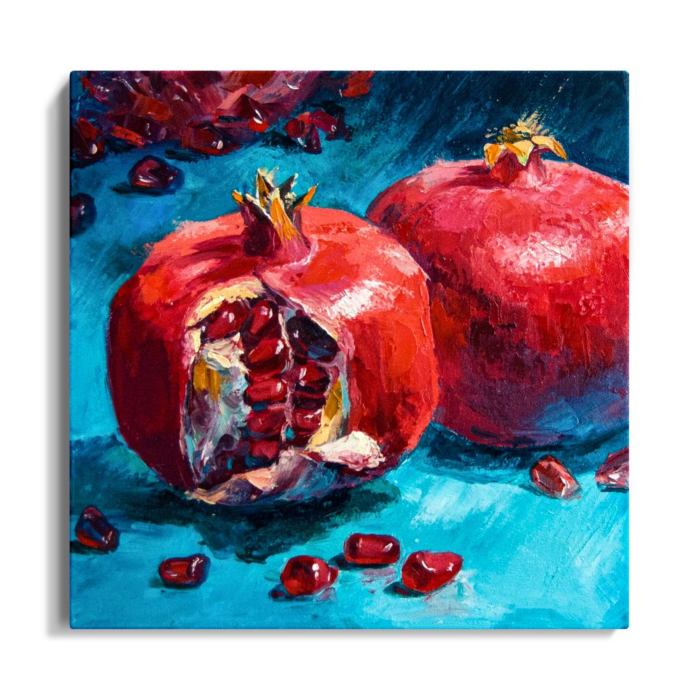 Vibrant Pomegranate Oil Painting on Canvas - Rich Colors and Textures for Home Decor