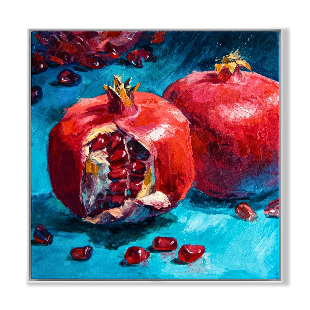 Vibrant Pomegranate Oil Painting on Canvas - Rich Colors and Textures for Home Decor