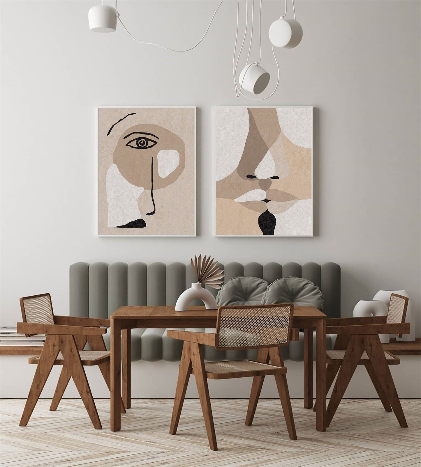 Contemporary Minimalist Beige Abstract Oil Painting for Modern Home Decor