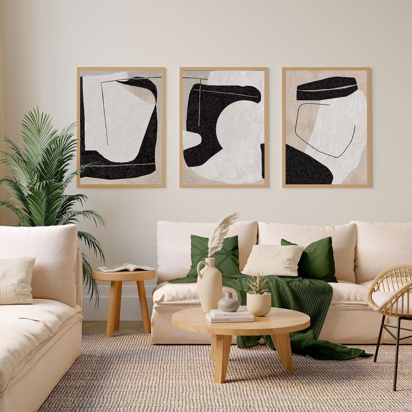 Contemporary Minimalist Black and White Abstract Oil Painting for Modern Decor