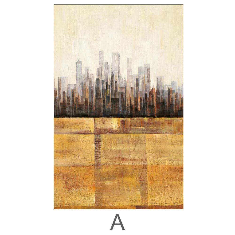 Cityscapes in Vibrant Hues - Modern Abstract Oil Painting Triptych