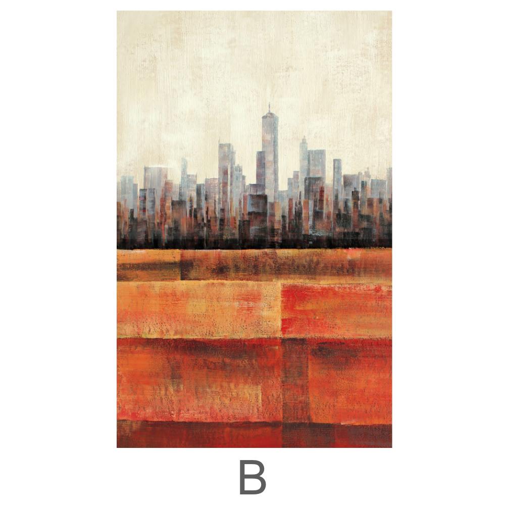 Cityscapes in Vibrant Hues - Modern Abstract Oil Painting Triptych