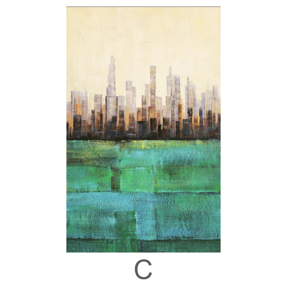Cityscapes in Vibrant Hues - Modern Abstract Oil Painting Triptych