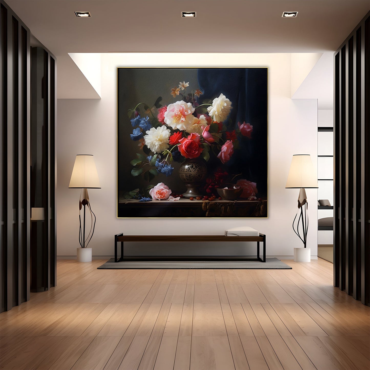 Exquisite Floral Still Life in a Classic Vase - Elegant Oil Painting for Home Decor