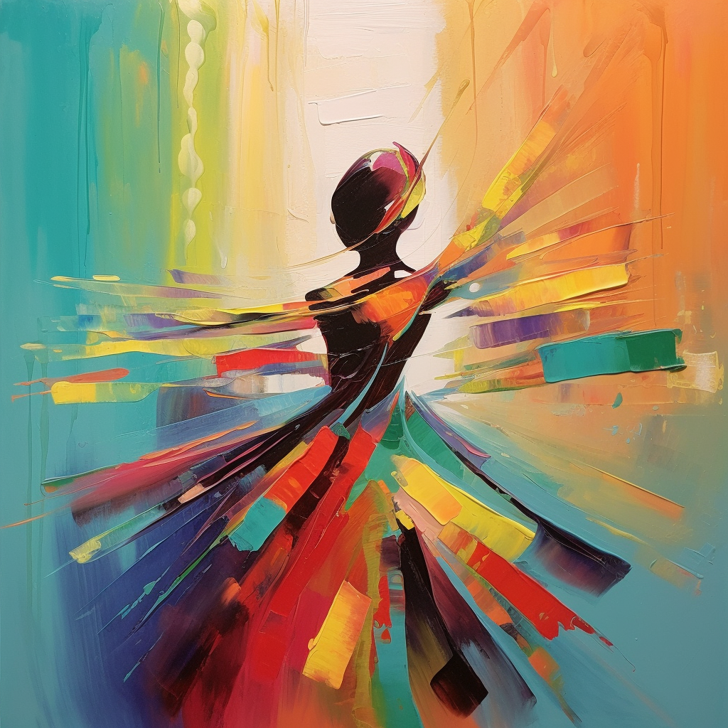 Colorful Abstract Dance Oil Painting for Modern Home Decor