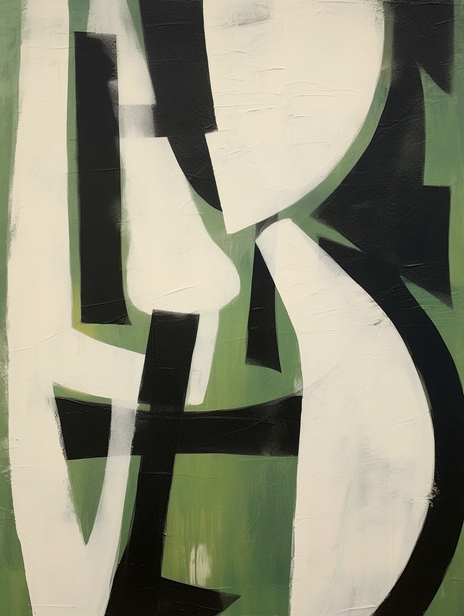 Abstract Green and Black Minimalist Oil Painting for Modern Home Decor