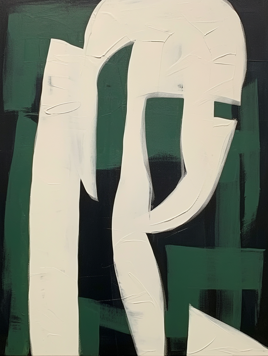Abstract Green and White Minimalist Oil Painting for Modern Home Décor