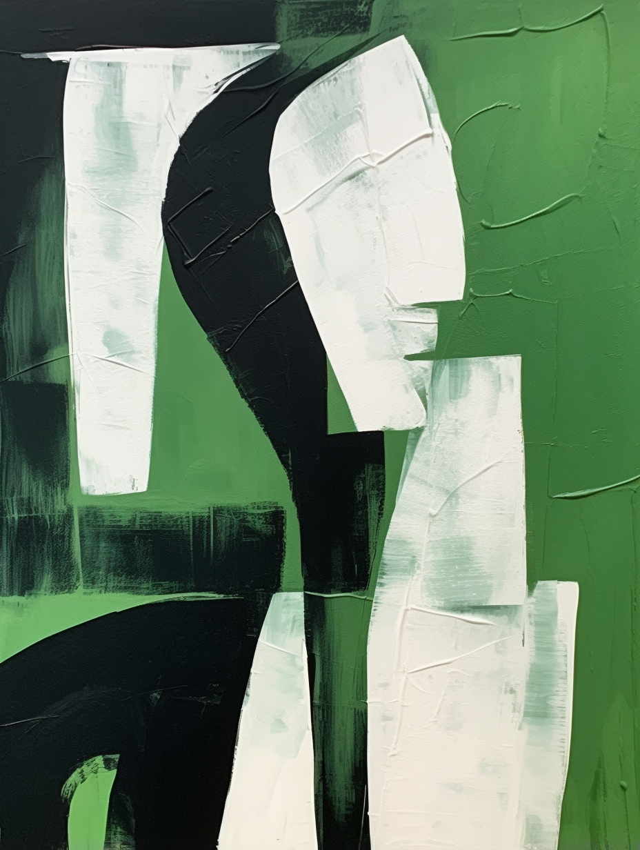 Abstract Green and White Minimalist Oil Painting for Modern Home Decor