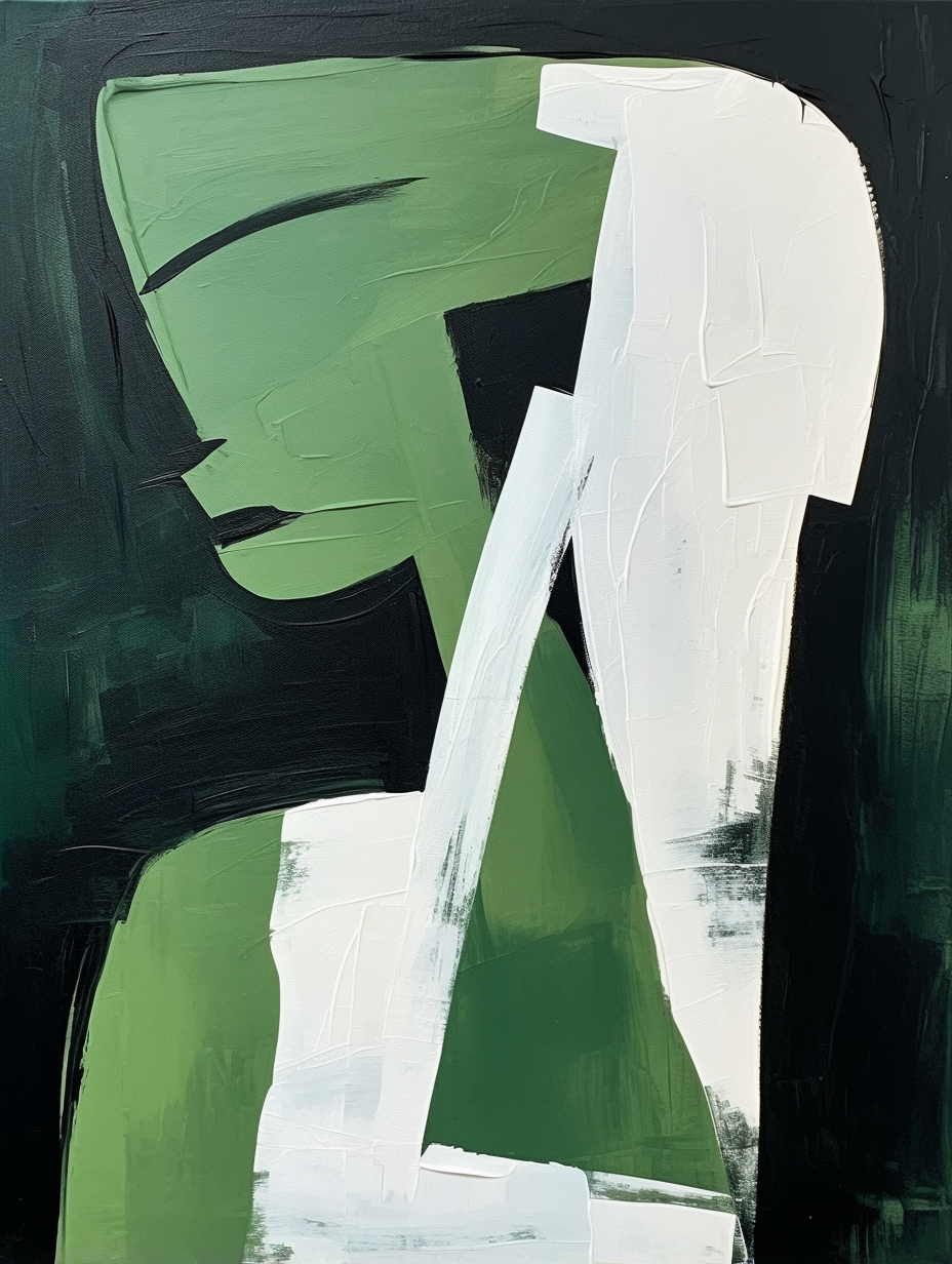 Abstract Green Figure: Modern Minimalist Oil Painting for Contemporary Art Lovers