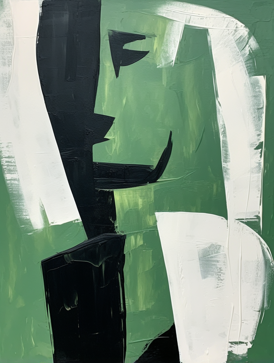 Abstract Green Minimalist Oil Painting for Modern Decor
