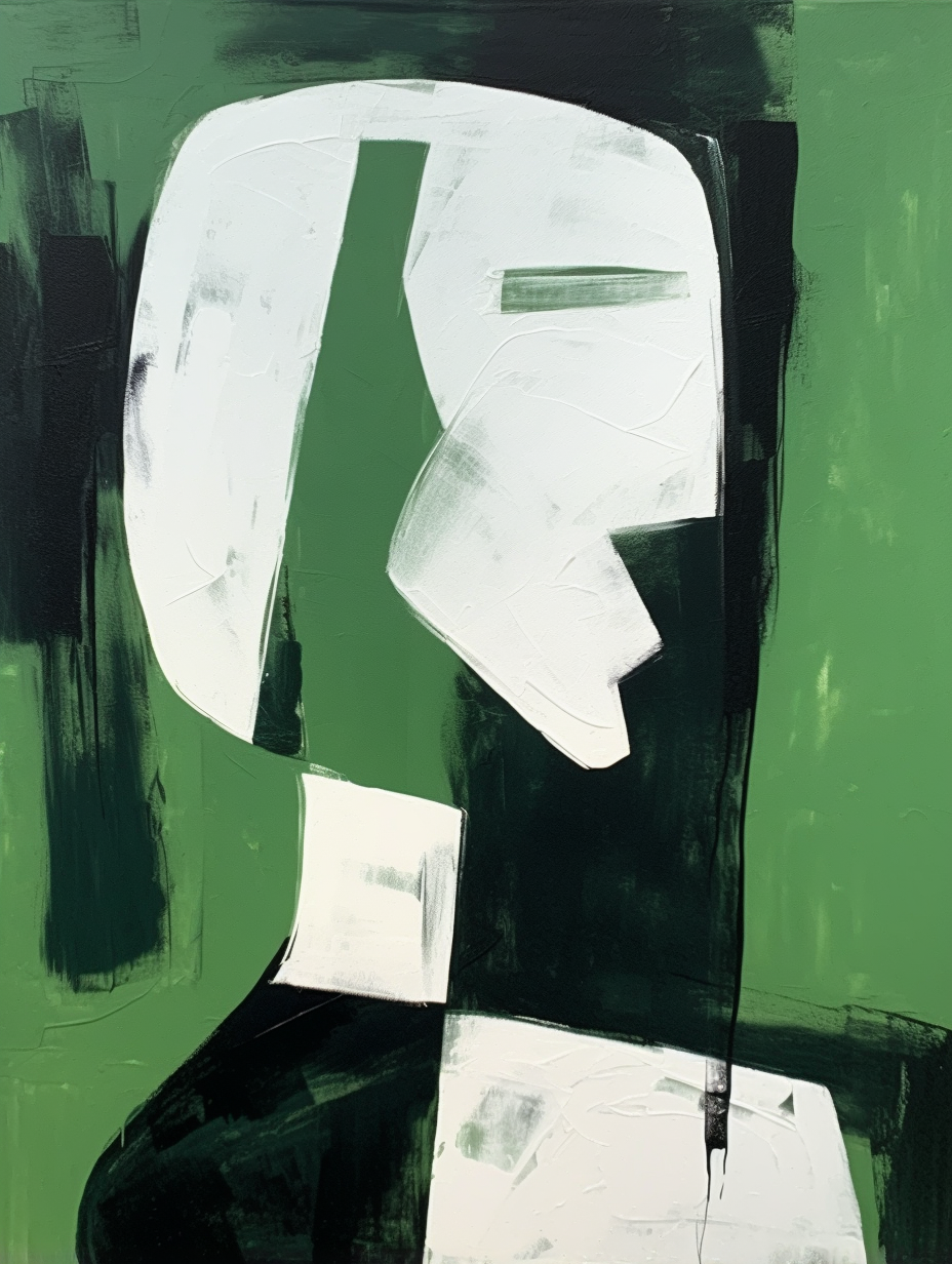 Abstract Green Minimalist Oil Painting for Modern Home Decor