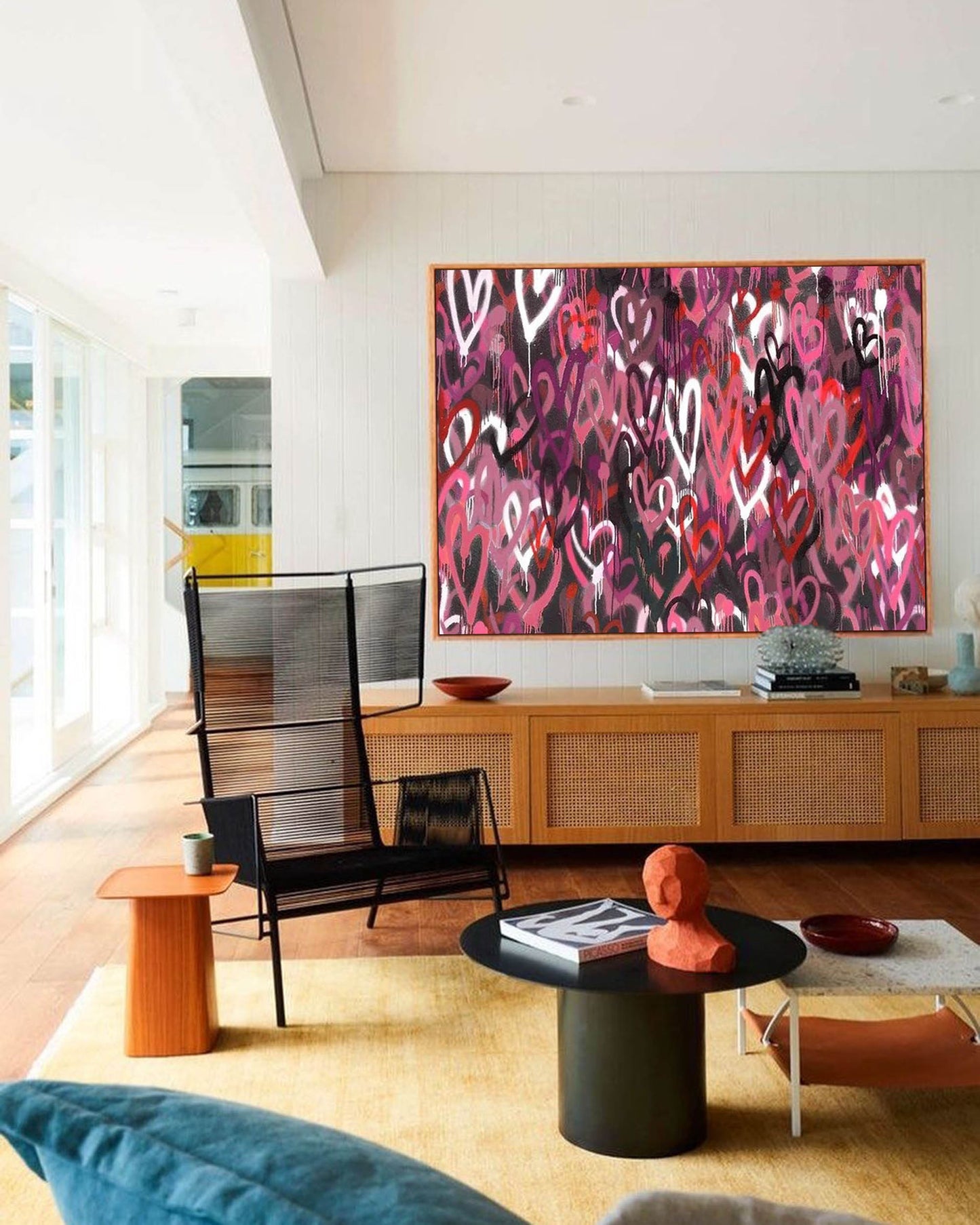 Colorful Love Hearts Abstract Oil Painting for Home Decor and Gift Ideas