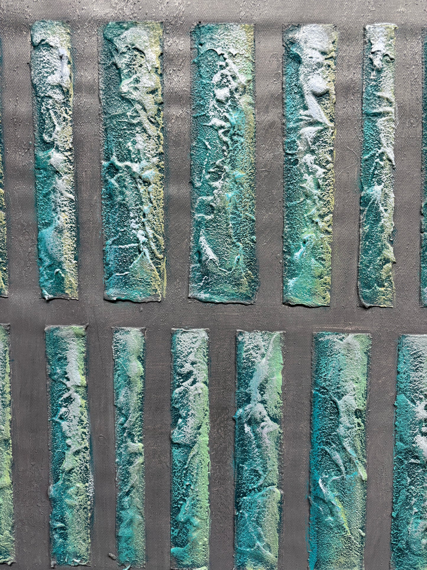 Abstract Oil Painting of Geometric Textures and Mystical Hues