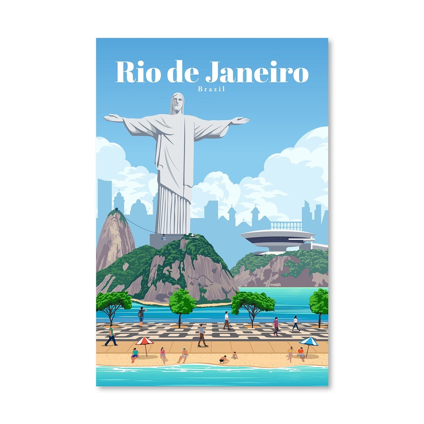 Rio de Janeiro Coastal View Oil Painting for Modern Home Decor