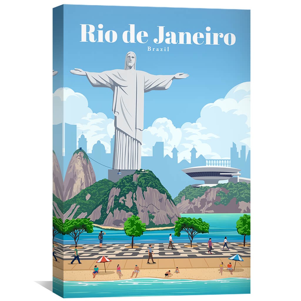 Rio de Janeiro Coastal View Oil Painting for Modern Home Decor