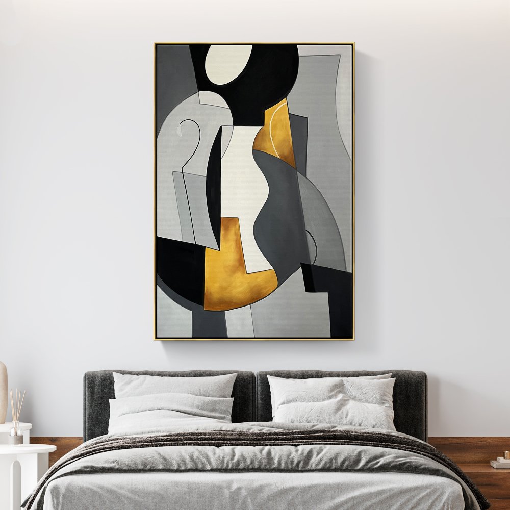 Abstract Modern Art Canvas with Earthy Tones and Bold Shapes for Home Decor