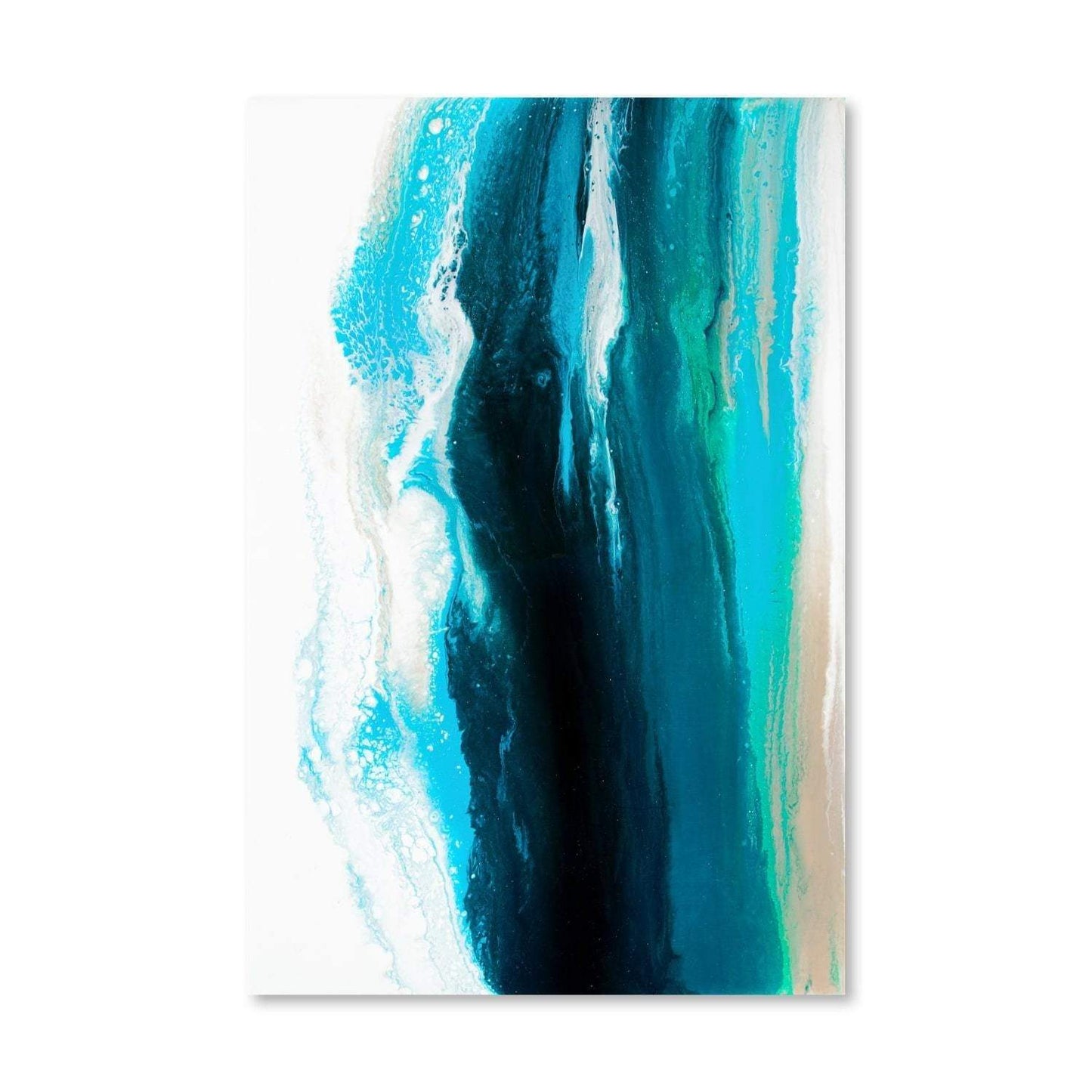 Abstract Ocean Inspired Oil Painting in Vibrant Blues and Greens