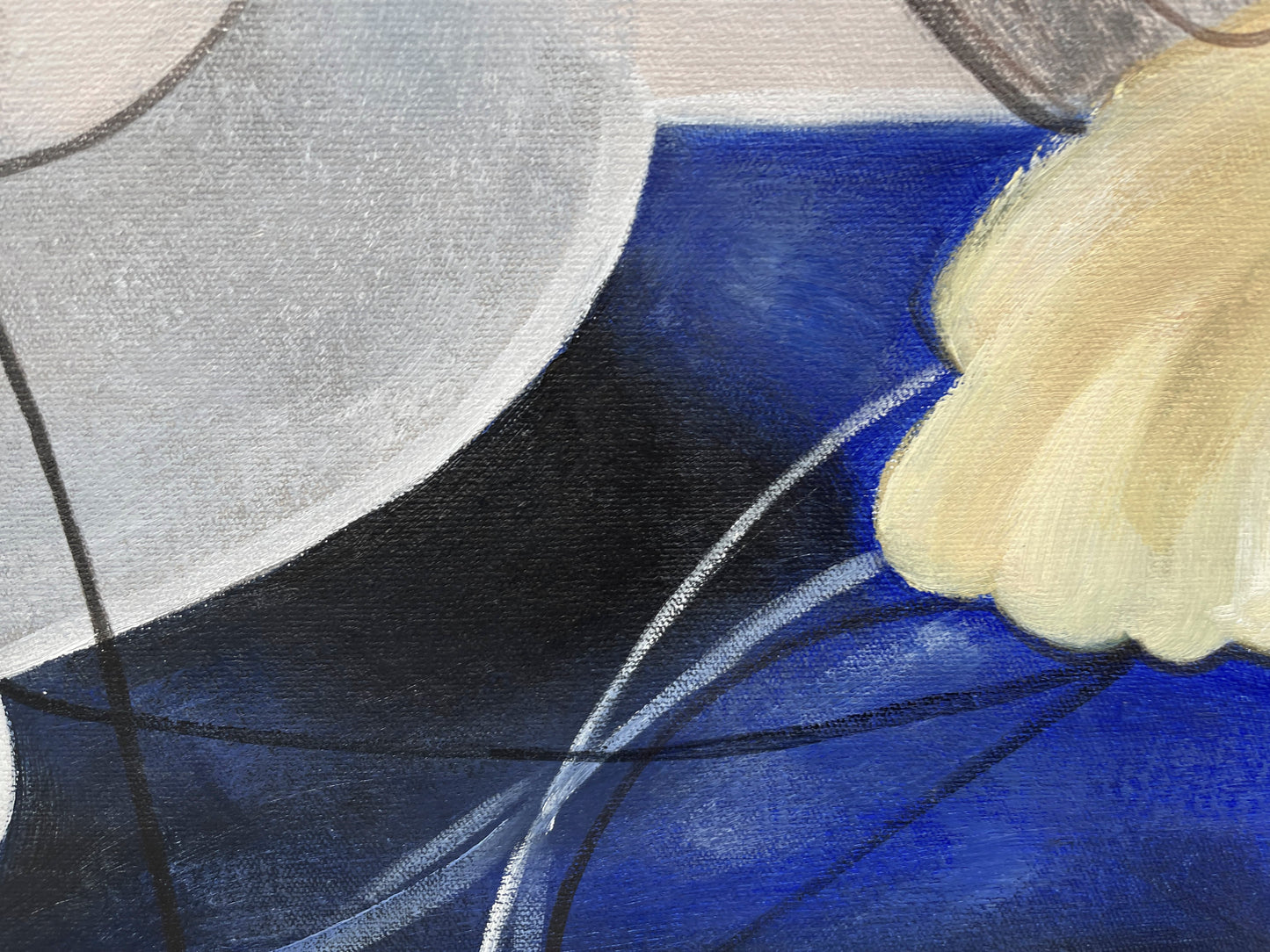 Abstract Blue and Yellow Oil Painting for Modern Living Room Decor