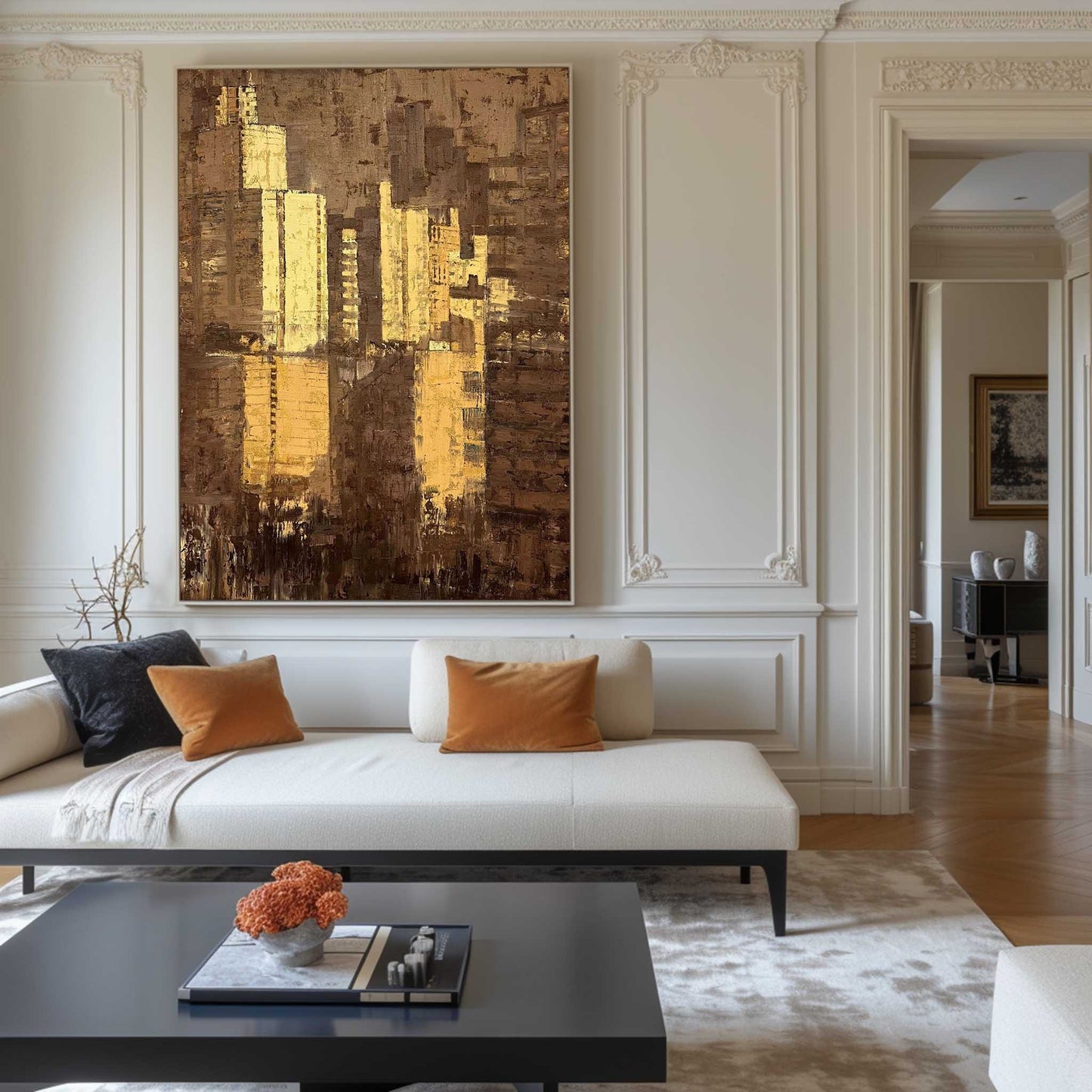 Contemporary Urban Abstract Oil Painting for Modern Home Decor