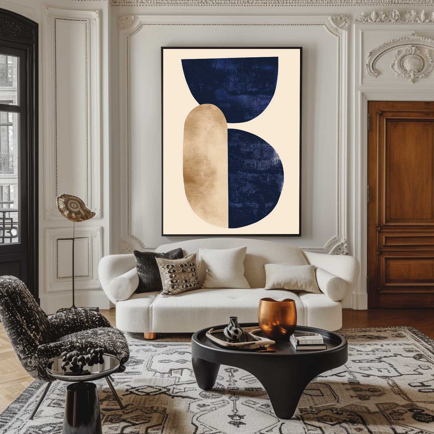 Contemporary Geometric Abstract Oil Painting for Modern Home Decor