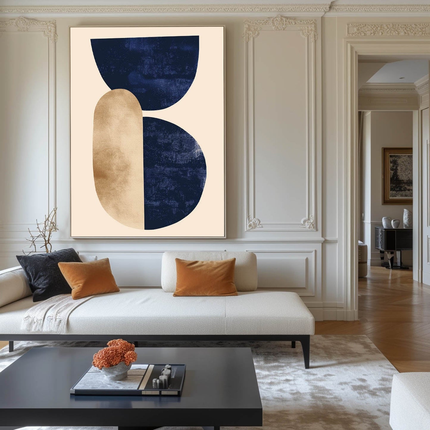 Contemporary Geometric Abstract Oil Painting for Modern Home Decor