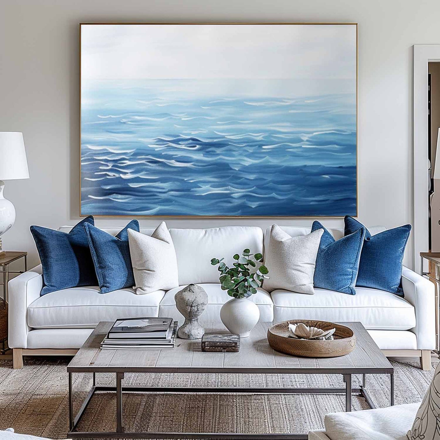 Serene Ocean Waves Oil Painting for Tranquil Beachside Decor