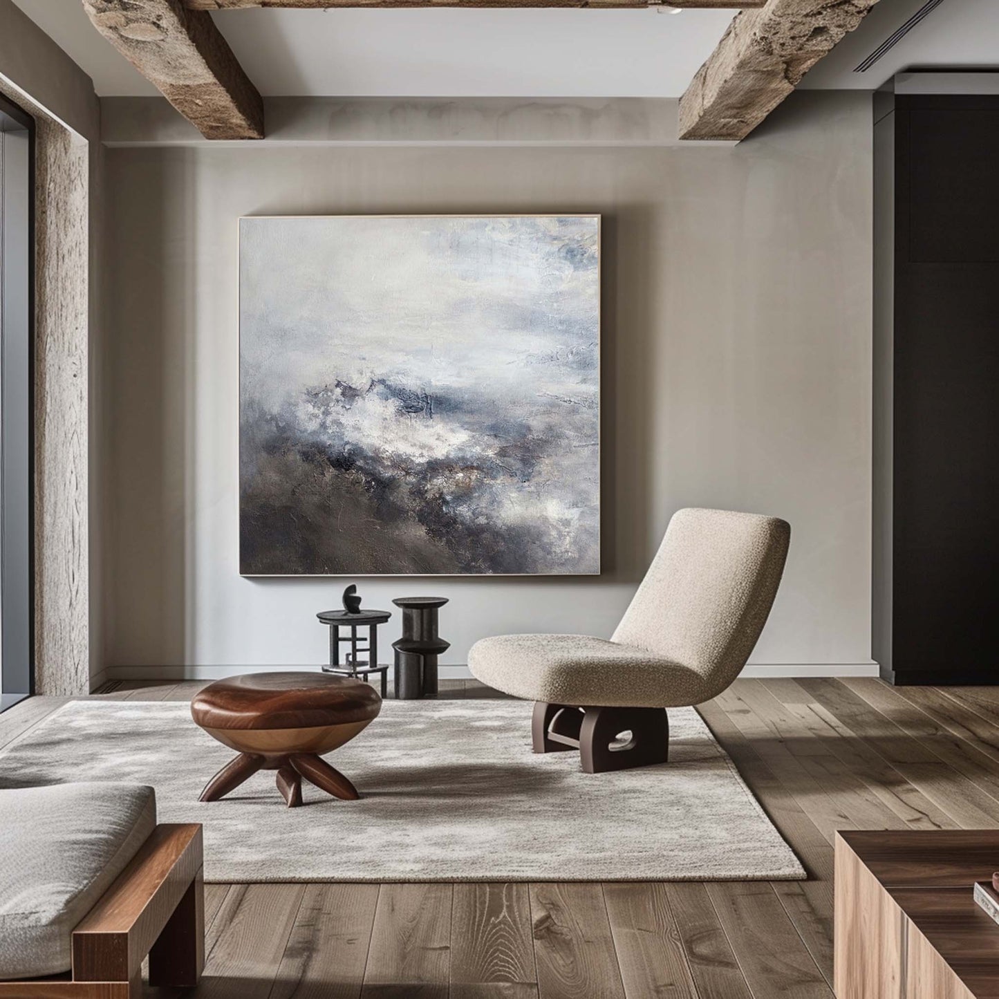 Contemporary Brown Abstract Oil Painting for Modern Home Decor