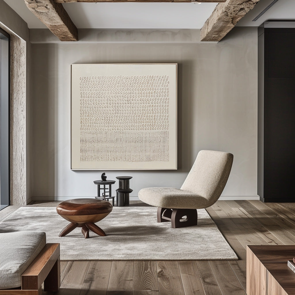 Wabi-Sabi Minimalist Oil Painting for Serene Home Decor