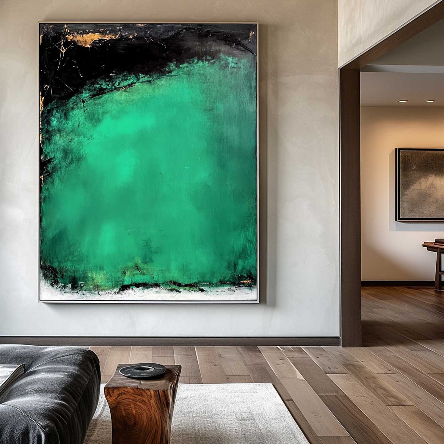 Contemporary Green Abstract Oil Painting for Modern Home Decor