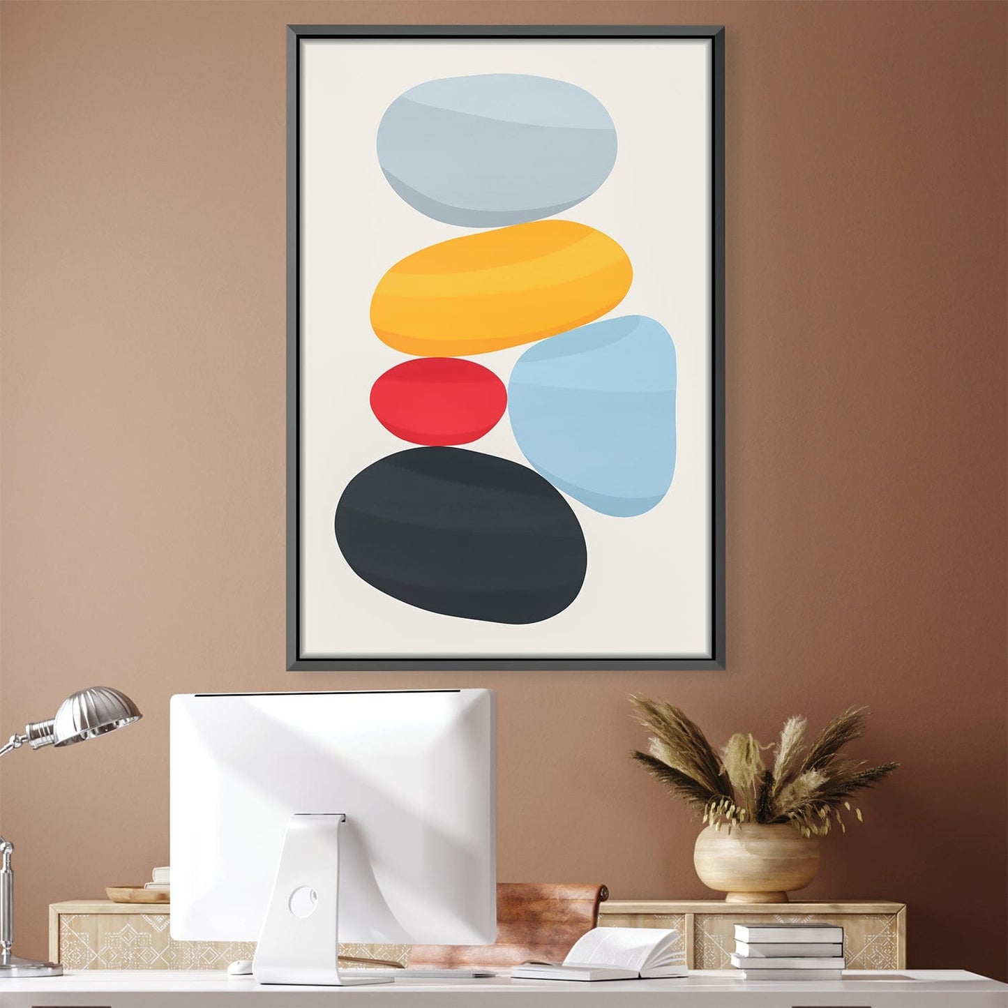 Colorful Modern Abstract Rock Balance Oil Painting for Home Decor